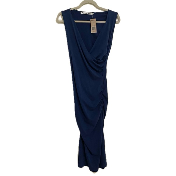 Michael Stars Sleeveless Crossover Midi Dress – Navy, Size Medium (NWT) - Picture 3 of 9